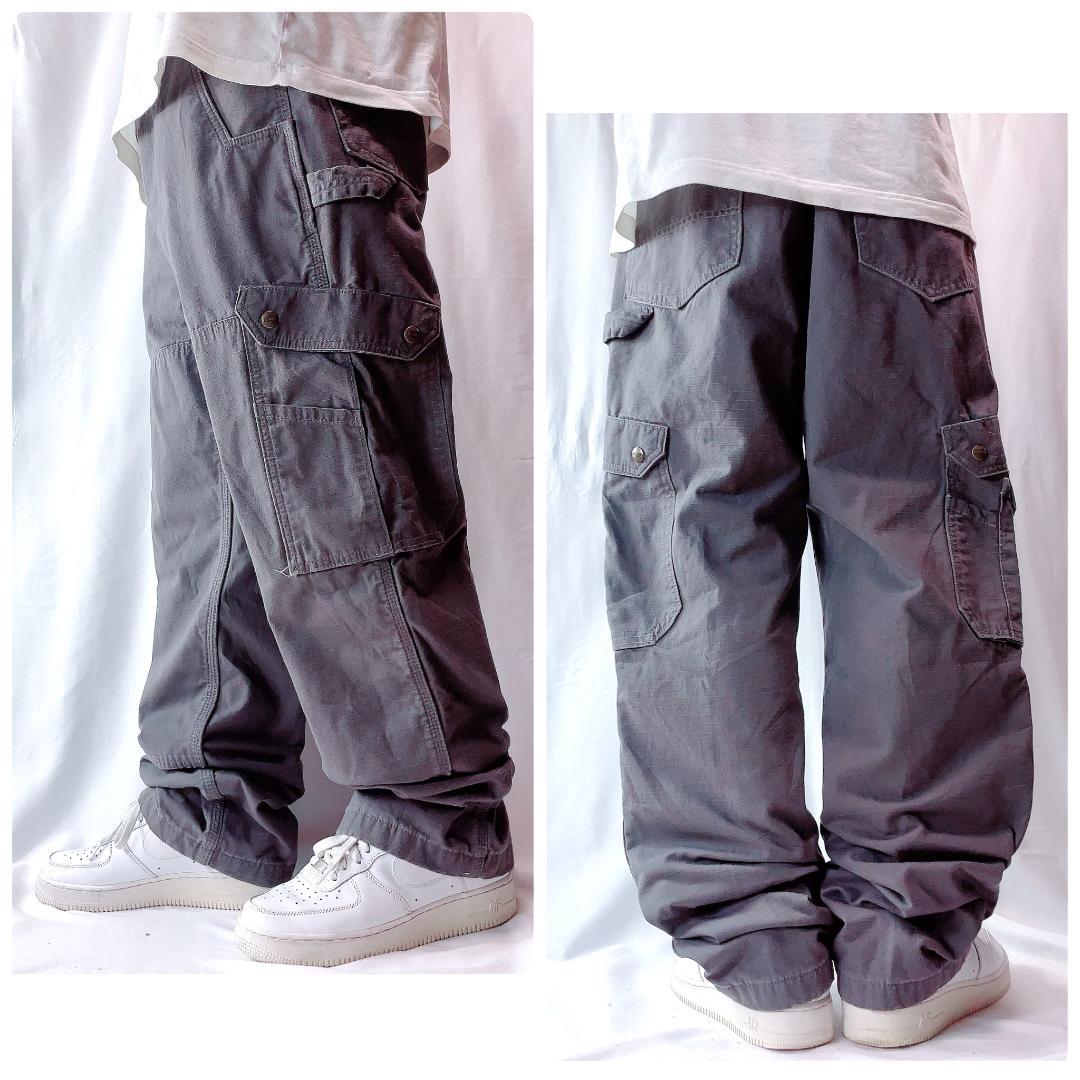 カーハート リップストップカーゴパンツ ダブルニー ワークパンツ グレー W34