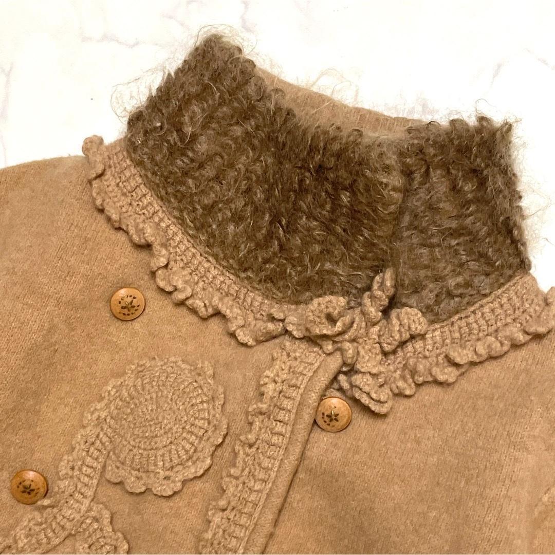 美品 エルマンノ シェルヴィーノ 3Dペイズリー カーディガン アンゴラ42