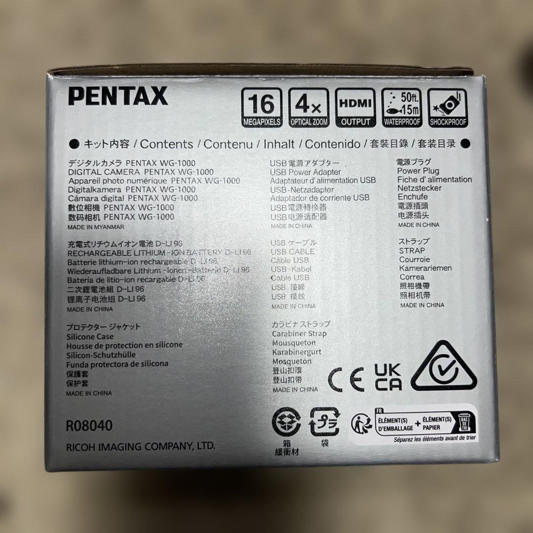 【新品未使用・オリーブ】PENTAX WG-1000 防水デジカメ 付属品完備