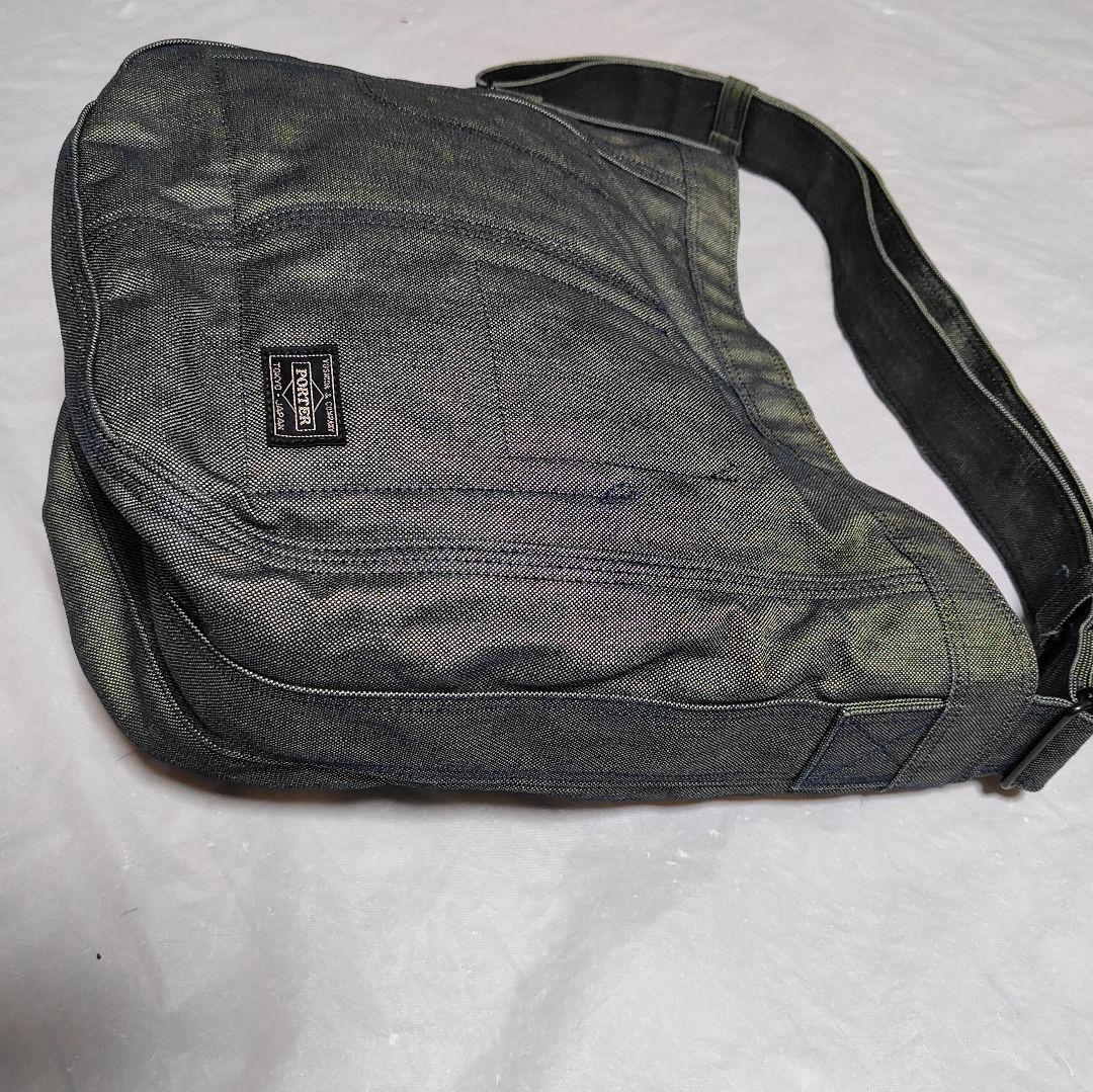 【極美品】ポーター　ショルダーバック　デニム　通勤　通学　旅行　大容量　A4収納