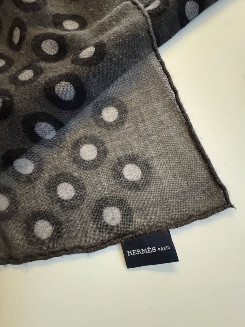 HERMES エルメス カシミアシルク　ストール　メンズ　ブラック系