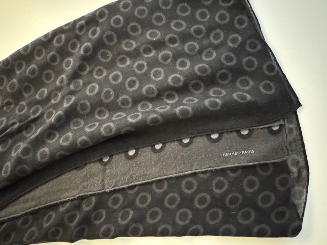 HERMES エルメス カシミアシルク　ストール　メンズ　ブラック系