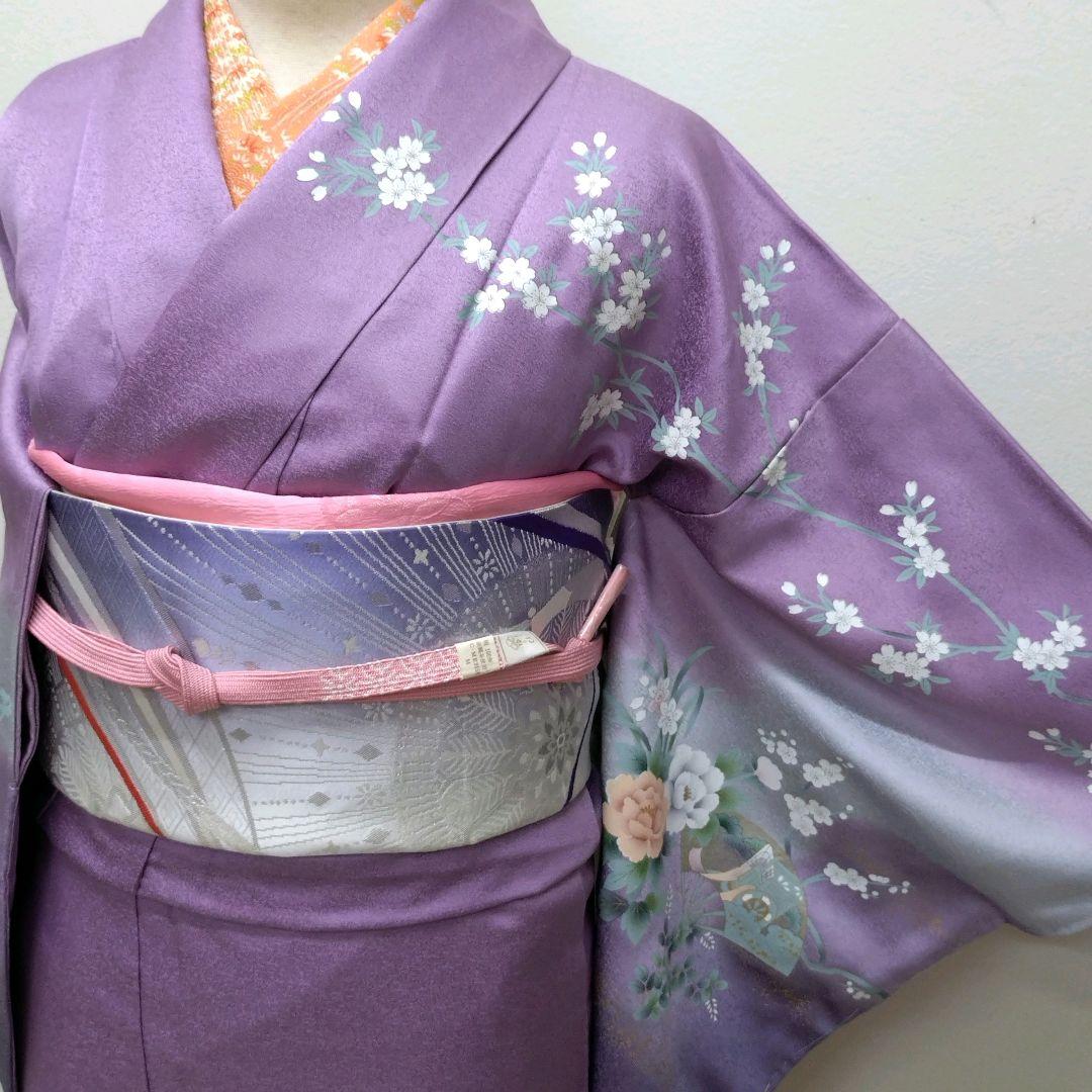 933　半額セール　正絹　未使用・高島屋誂え　紫系　高級訪問着　4点フルセット