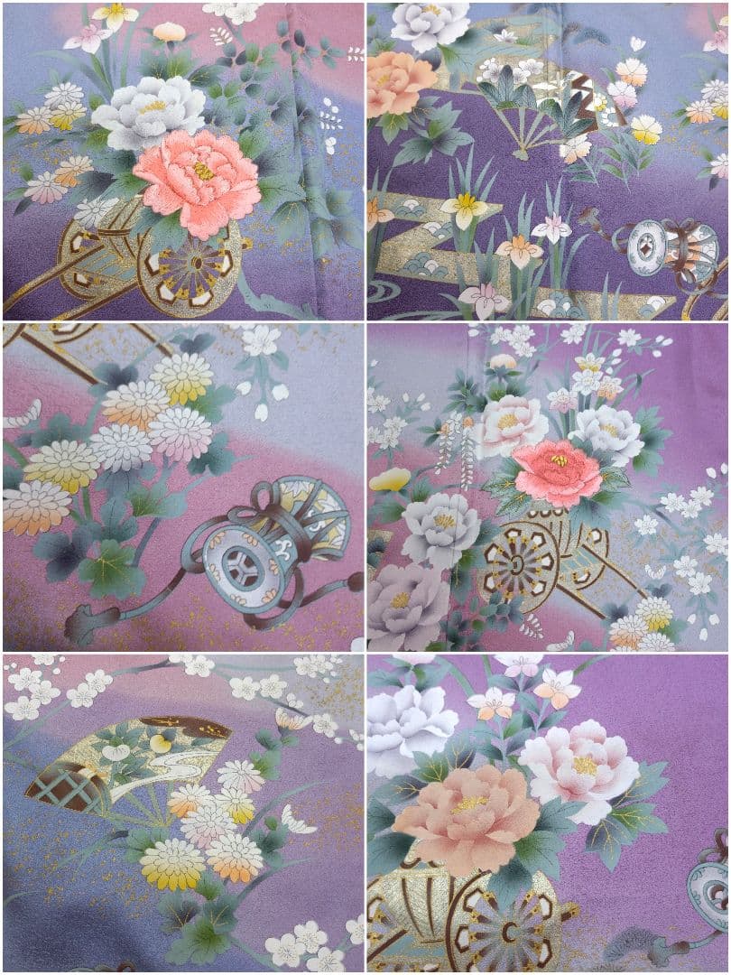 933　半額セール　正絹　未使用・高島屋誂え　紫系　高級訪問着　4点フルセット