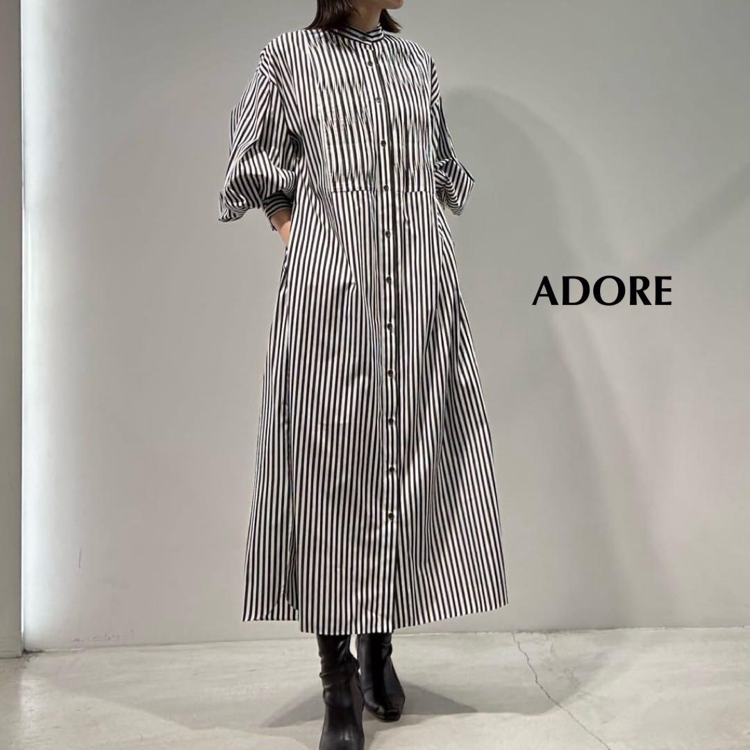 ADORE アドーア シャツワンピース ストライプ ボリューム袖 サイズ38