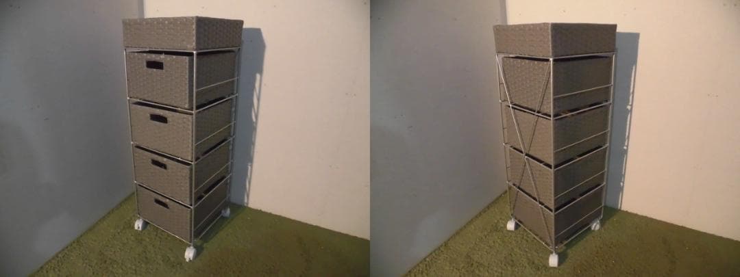 【送料無料・新品】ラタン風★サニタリー★ランドリーチェスト/グレー