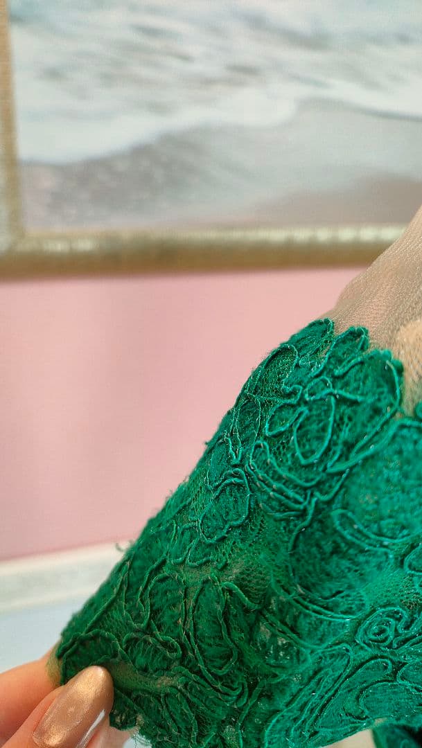 てんとう虫です。TADASHI SHOJI グリーン コードraceドレス