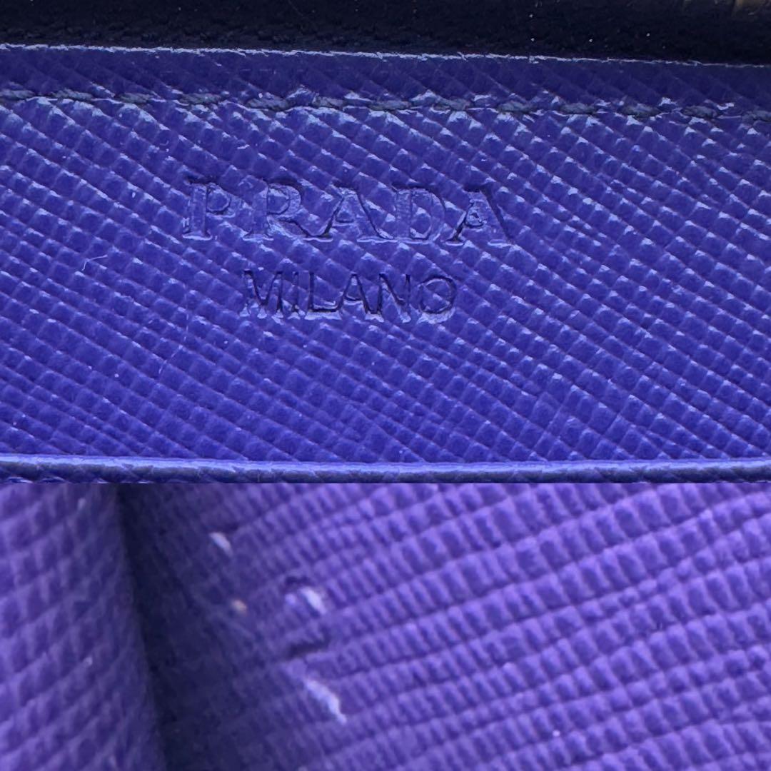 【極美品】PRADA　ケース　三角ロゴ　サフィアーノレザー　ネイビーブルー