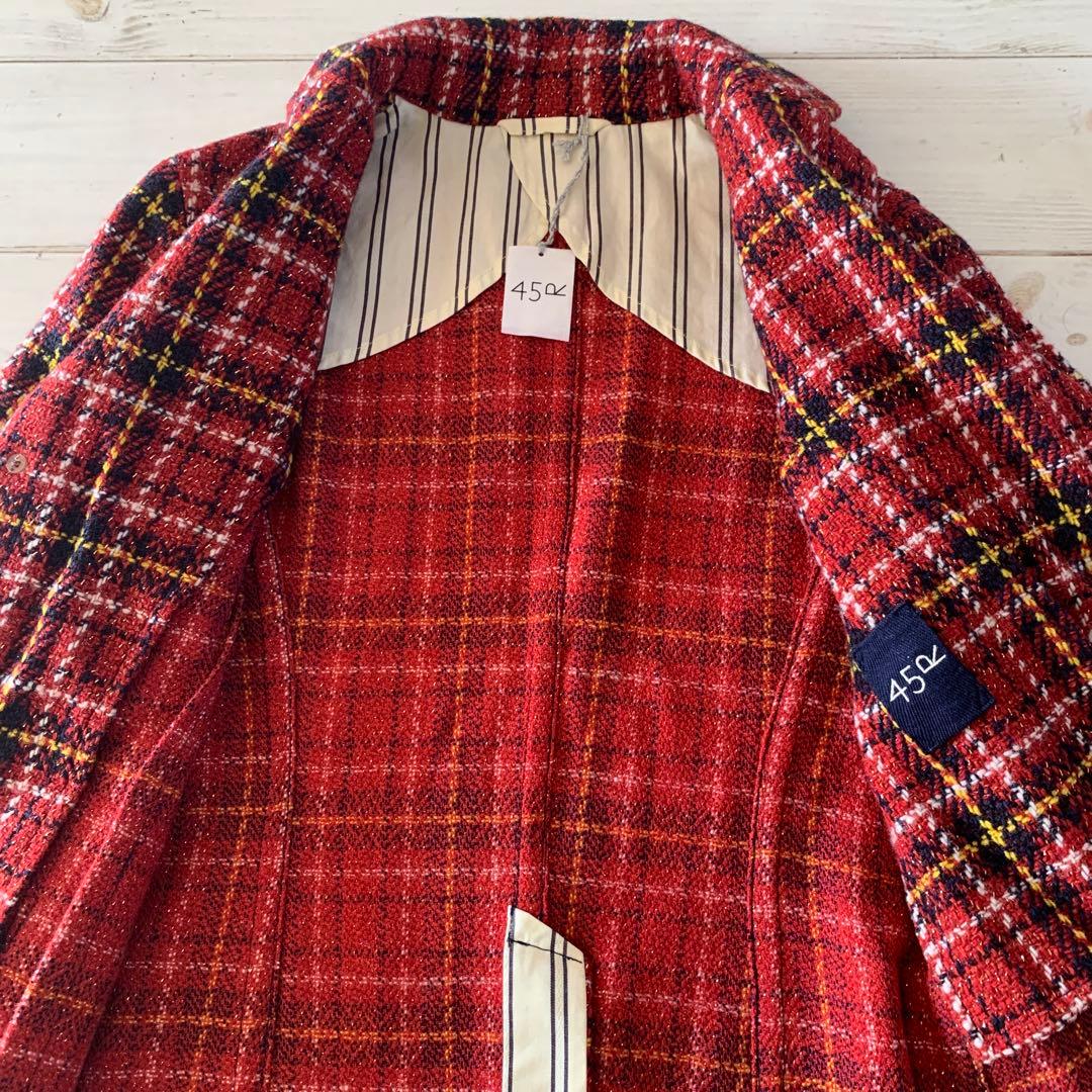 45R45rpmテーラードジャケットMチェック　ウール　新品未使用　サイズ 2