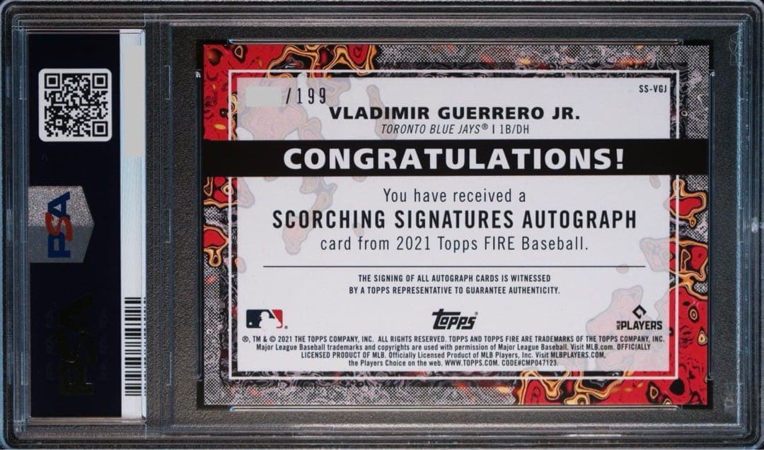 【激レア】 Topps ゲレーロjr 直筆サインカード 199枚限定 PSA10