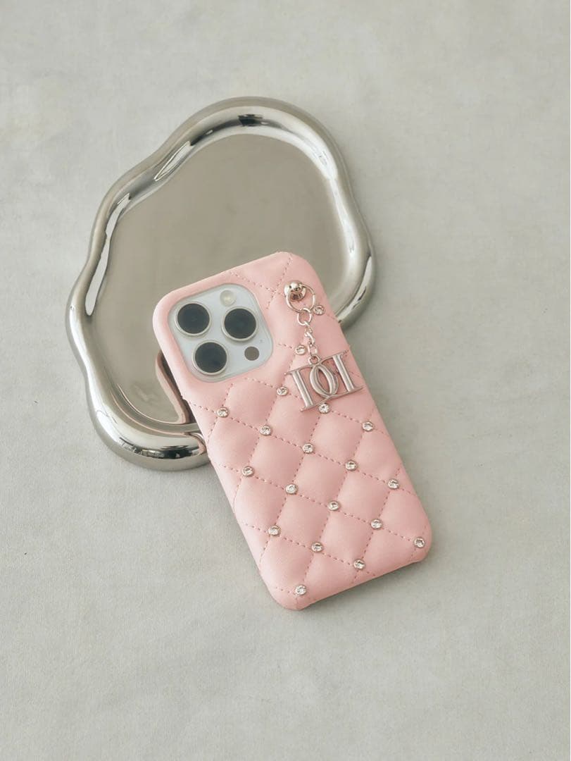 Darich キルティングビジューDDチャームiPhoneケース 13-14