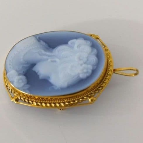 CAMEO カメオペンダントトップ&ブローチ２way／K18刻印／ イタリア製