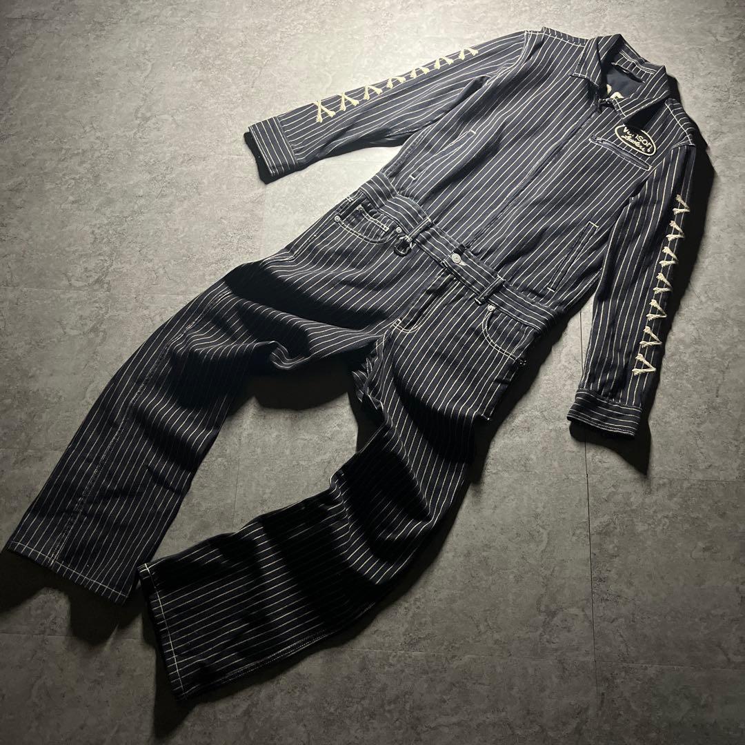 美品 VANSON つなぎ ウォバッシュストライプ M 送料無料