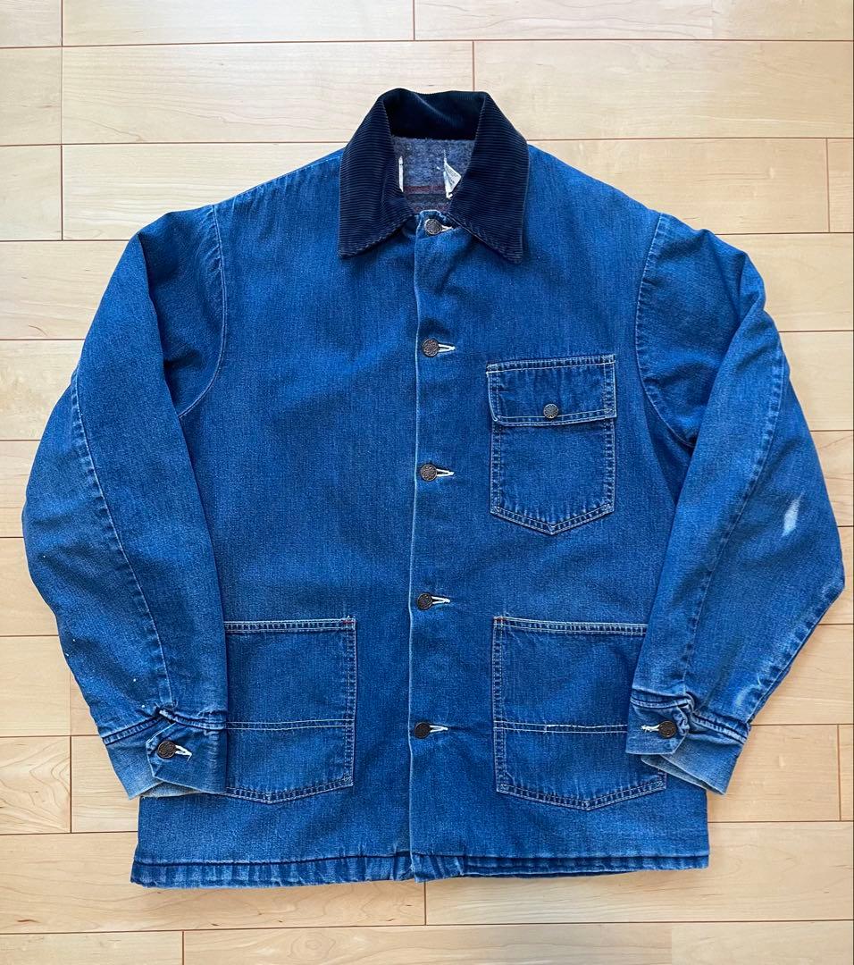 70s 80s カバーオール コーデュロイ襟付き ワークジャケット usa製