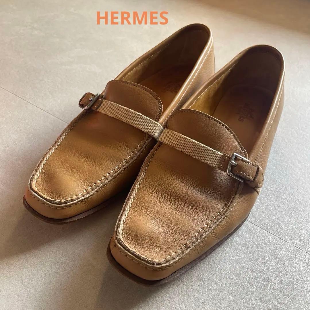 【HERMES 】レザー /革靴/美品/キャメル/36