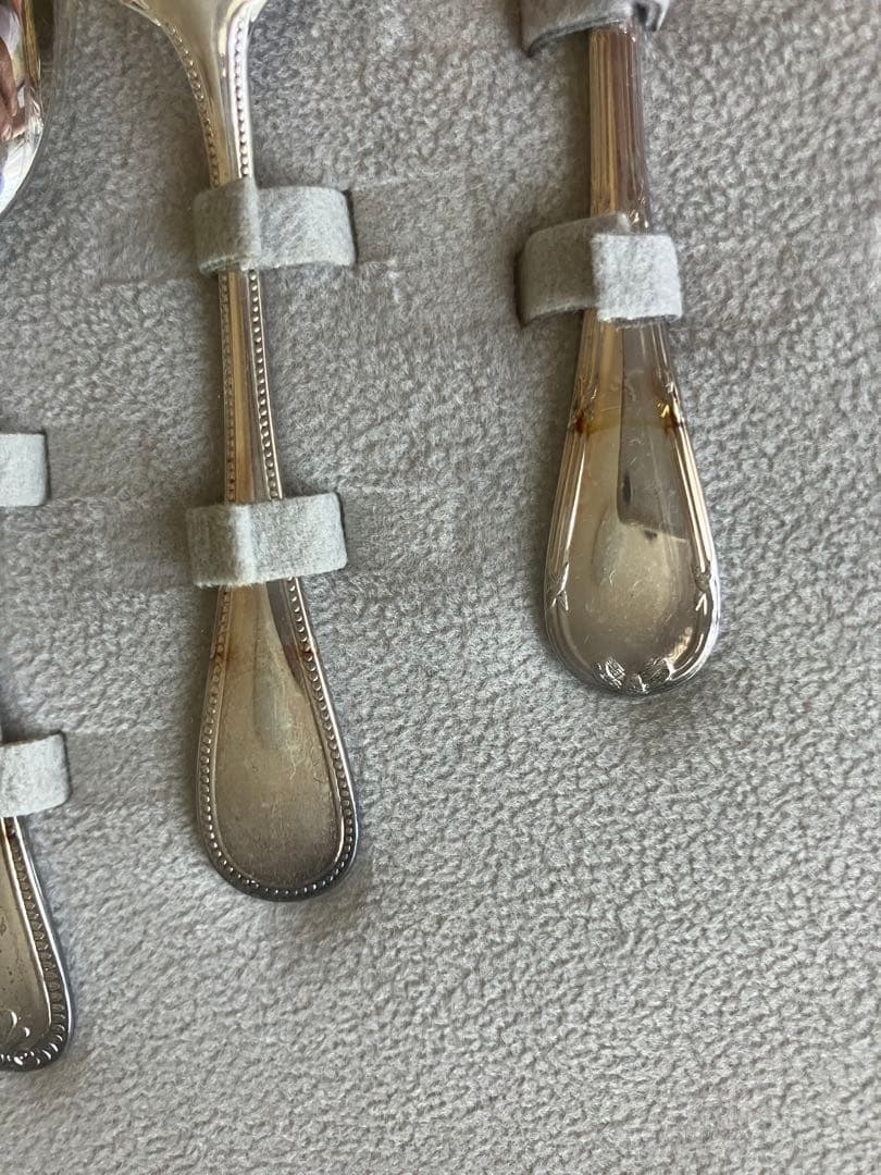 【未開封】クリストフル　シルバー　ティースプーン　５本セット　柄違い