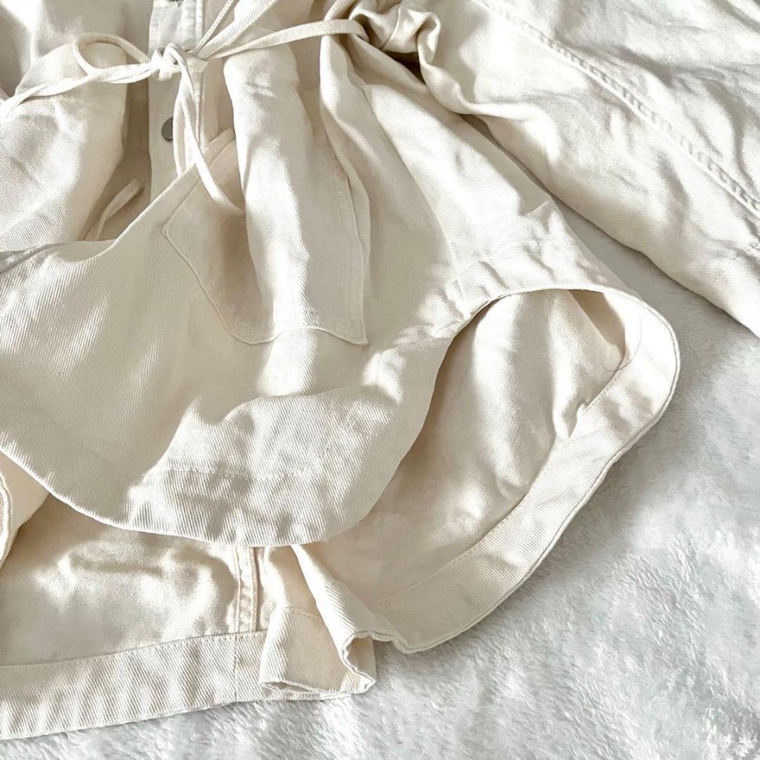 CLANE バックスクイーズデニムジャケット ホワイト　クラネ　gジャン　洗える