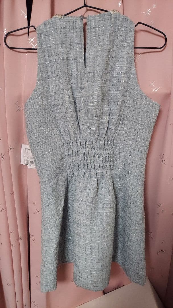 ワンアフターアナザーナイスクラップ　ビジューリボンミニワンピース　サックスブルー