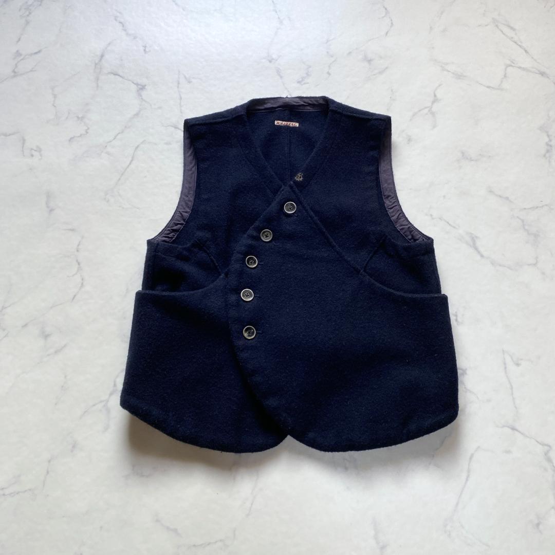 キャピタル アシンメトリー ウールベスト ネイビー XS