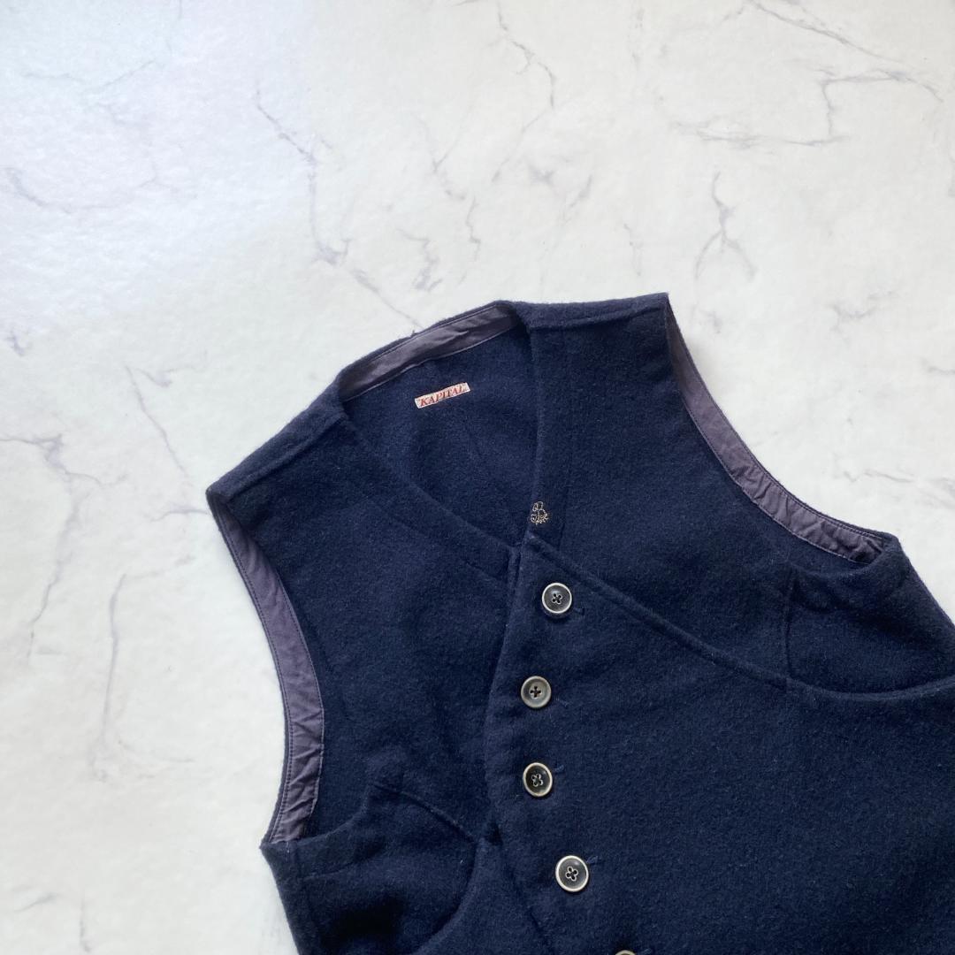 キャピタル アシンメトリー ウールベスト ネイビー XS