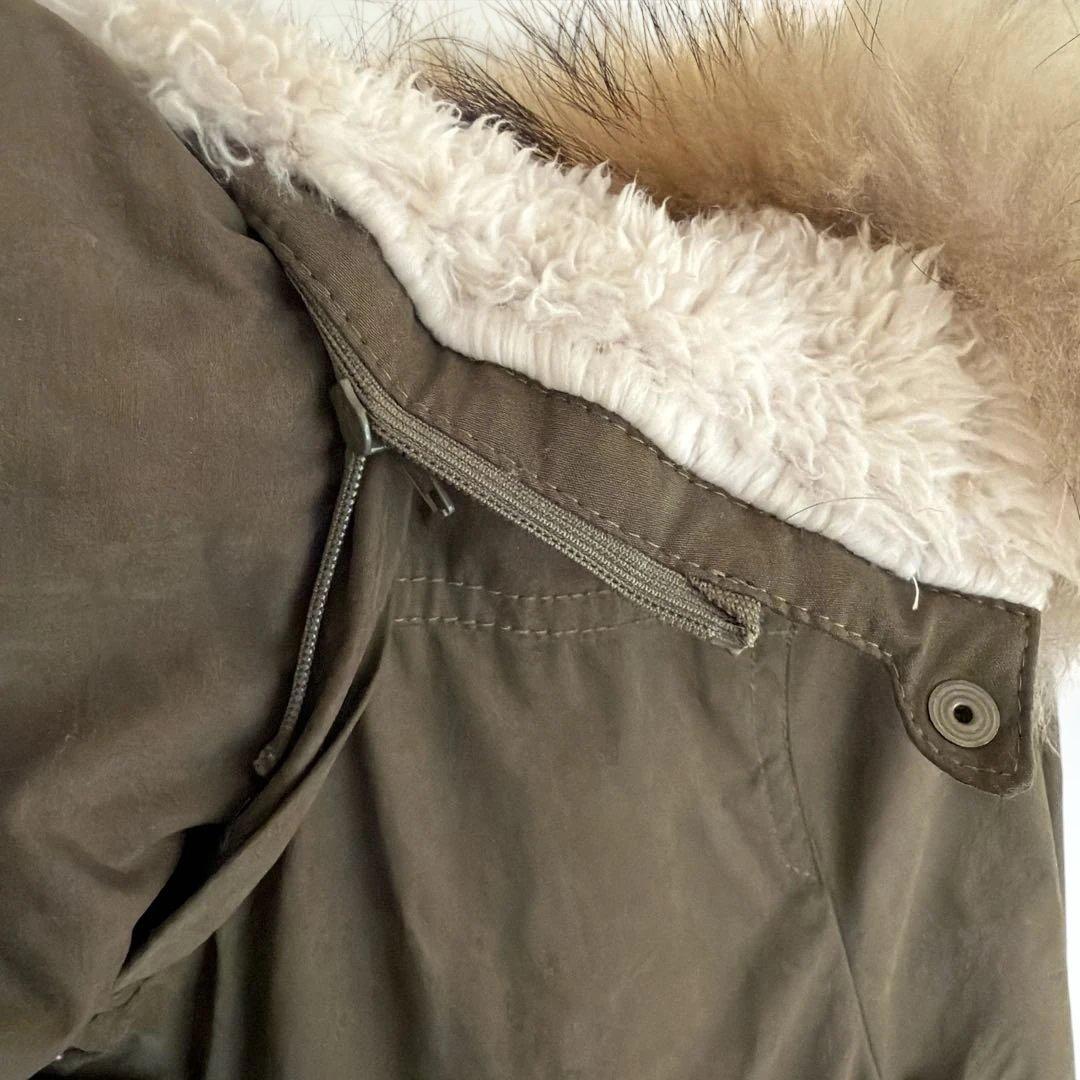 INDIVI ラクーンファー ミリタリーコート 4WAY モッズコート 40