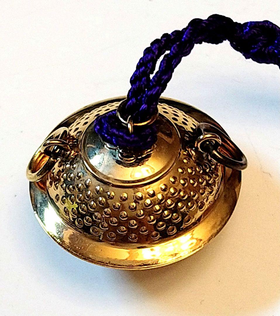 K18 茶釜 携帯ストラップ 縁起物 御守 ヴィンテージ