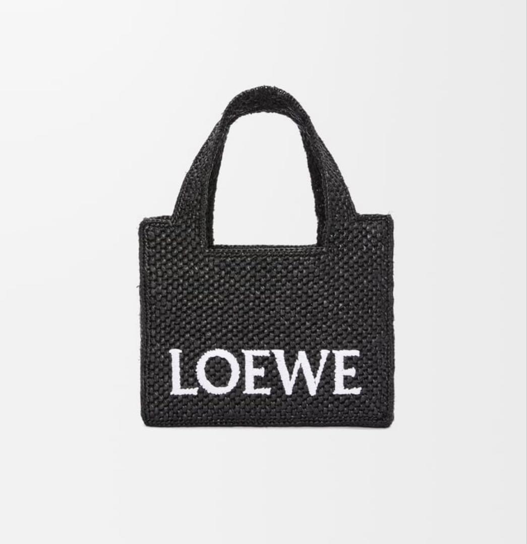 LOEWE ラフィアフォントトートミニ（ブラック）