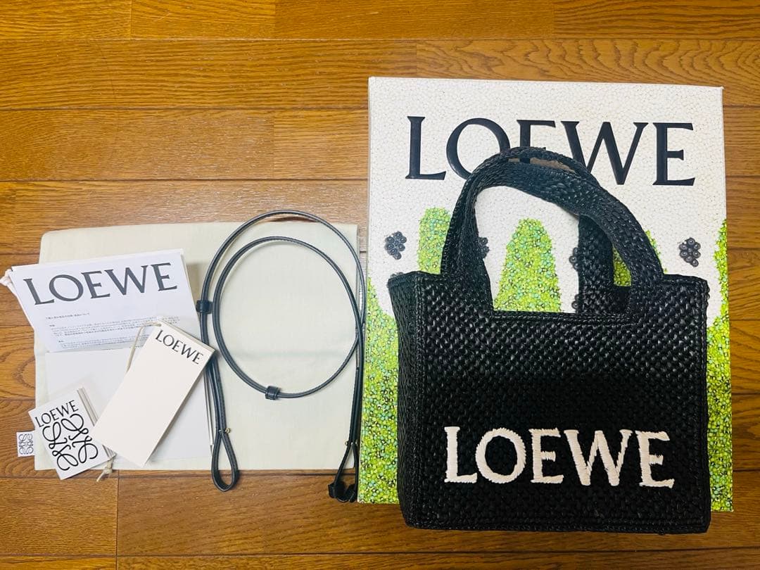 LOEWE ラフィアフォントトートミニ（ブラック）