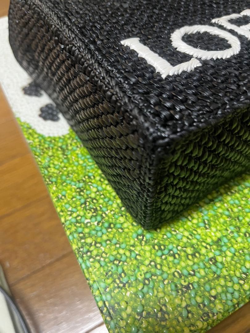 LOEWE ラフィアフォントトートミニ（ブラック）