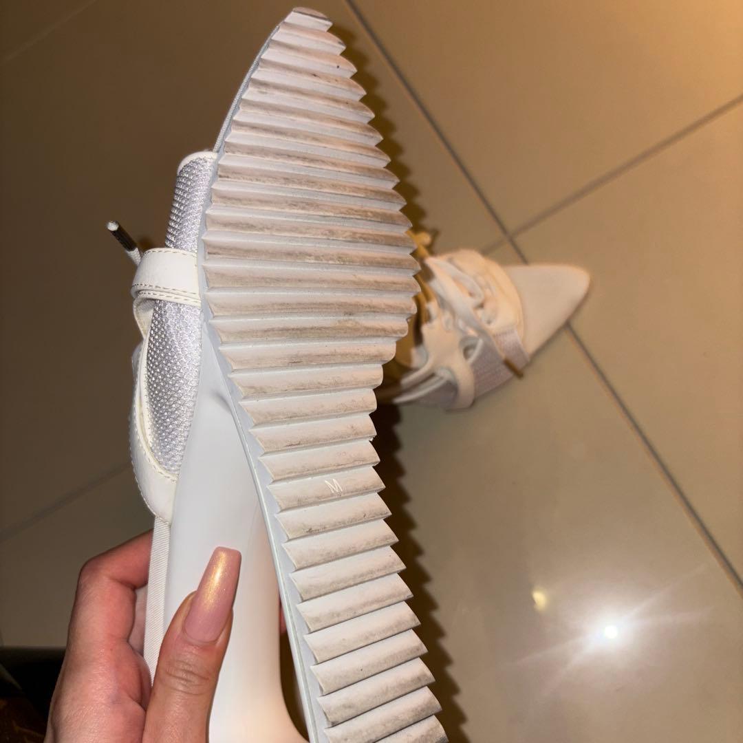 YELLO ホワイト レースアップ ミュール