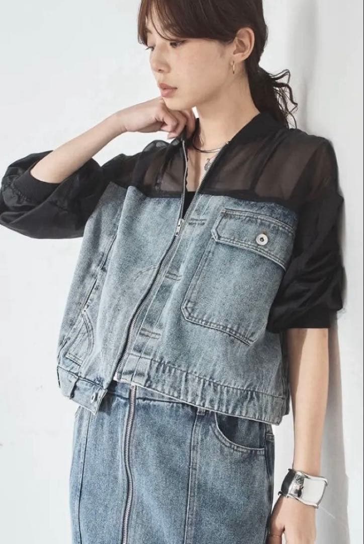 デニムコンビネーションブルゾン ケミカルブルー/esica エシカ 同型