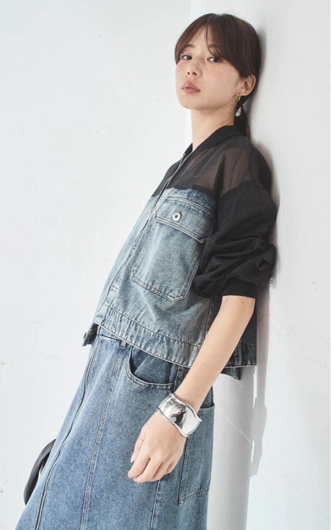 デニムコンビネーションブルゾン ケミカルブルー/esica エシカ 同型