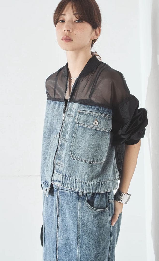 デニムコンビネーションブルゾン ケミカルブルー/esica エシカ 同型