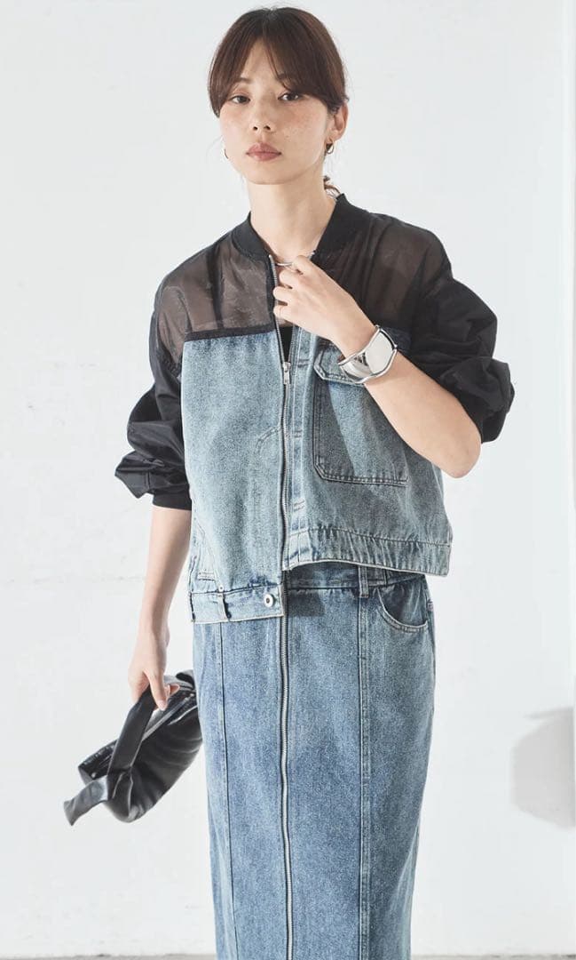 デニムコンビネーションブルゾン ケミカルブルー/esica エシカ 同型