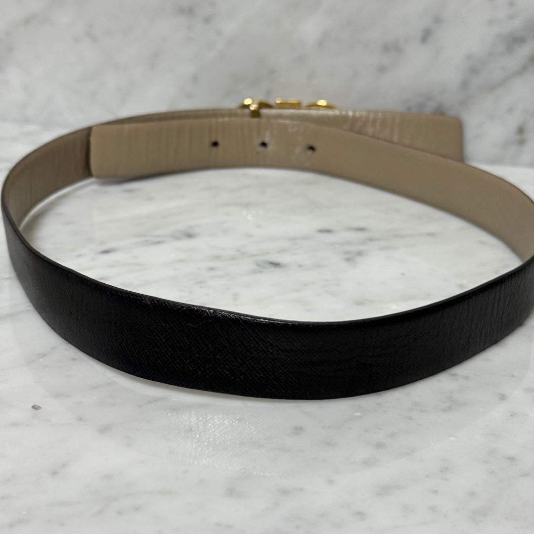 サルヴァトーレフェラガモ ベルモ 細ベルト 本革 レザー リバーシブル 金