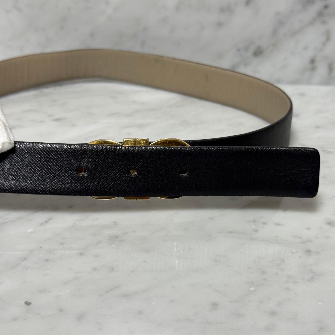 サルヴァトーレフェラガモ ベルモ 細ベルト 本革 レザー リバーシブル 金