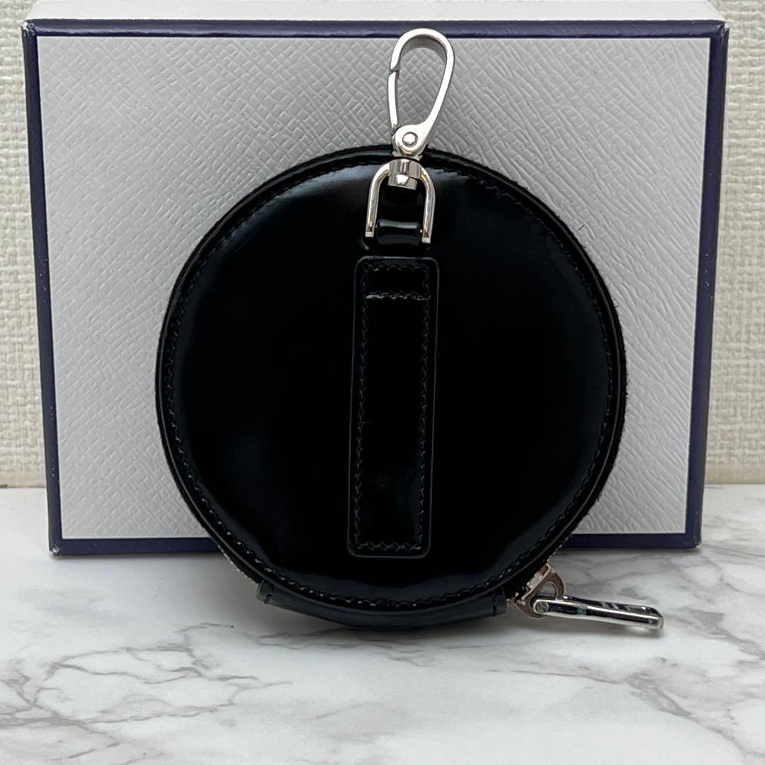 プラダ ブラッシュドレザー ラウンド ミニポーチ ケース ブラック