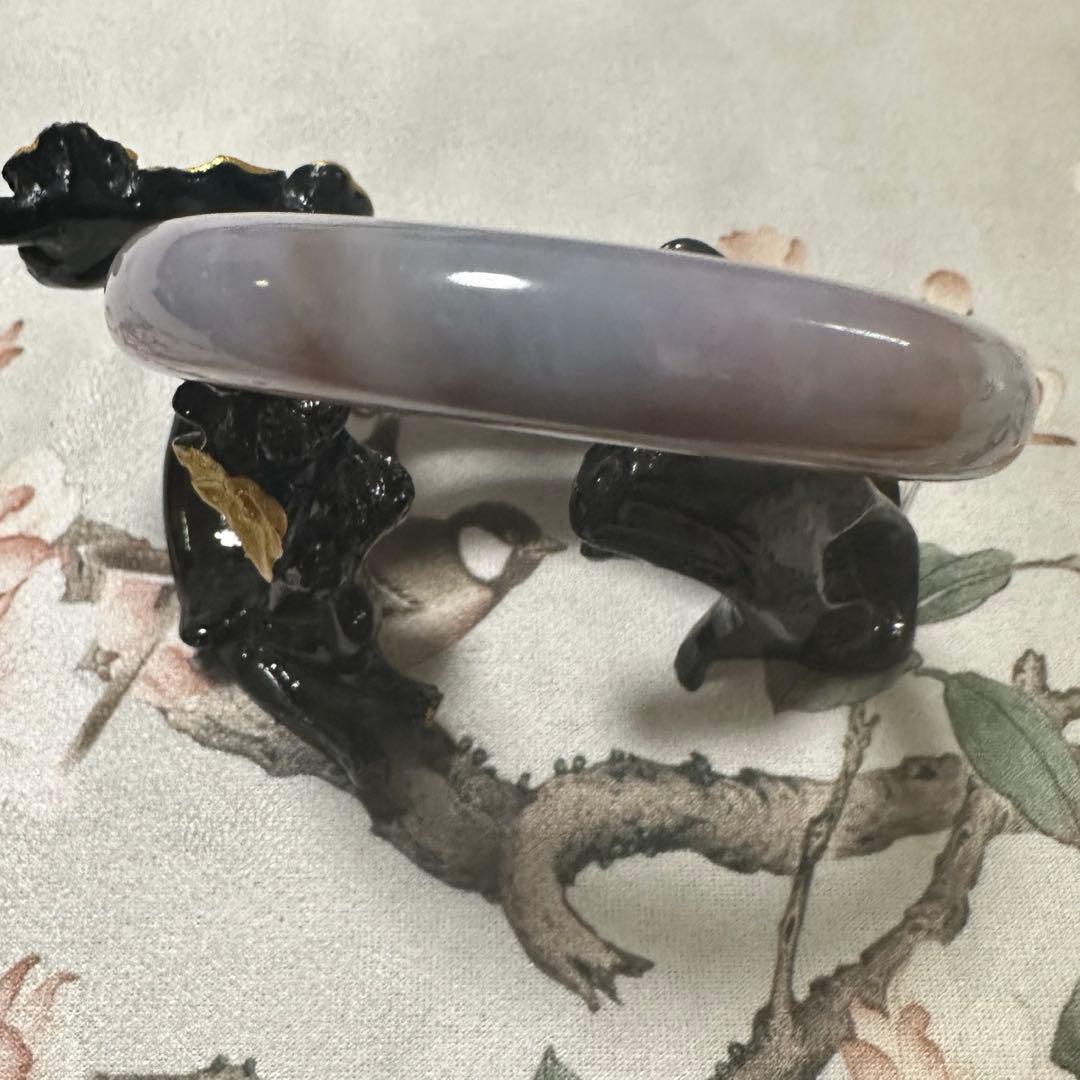 天然ミャンマー産翡翠（A貨）　深ラベンダー×淡グリーン 翡翠バングル