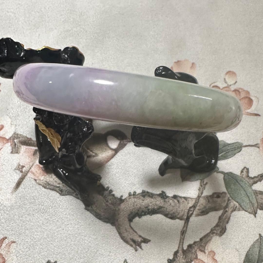 天然ミャンマー産翡翠（A貨）　深ラベンダー×淡グリーン 翡翠バングル