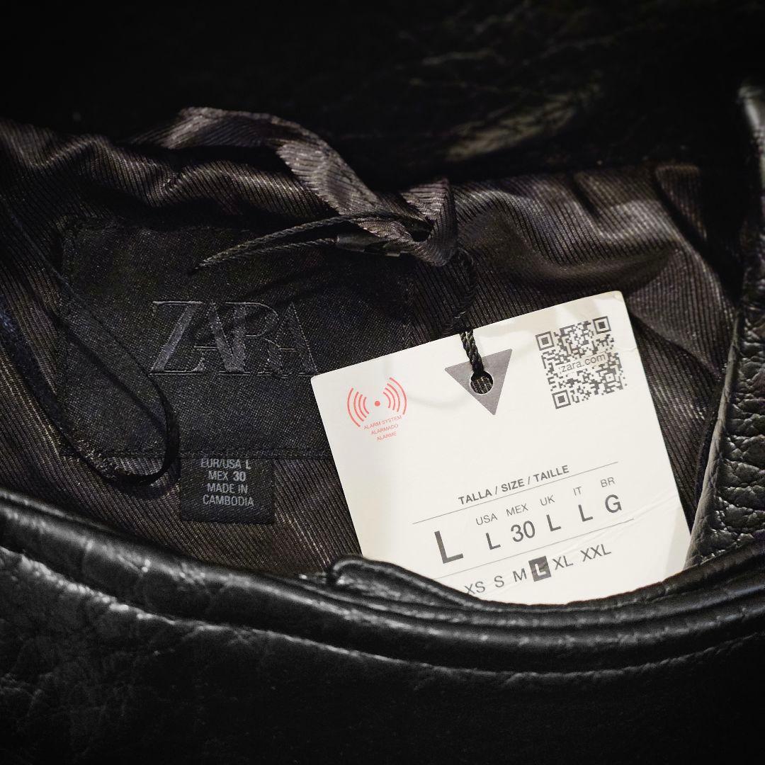 タグ付き新品♡　ZARA　フェイクレザージャケット Lサイズ ブラック　ザラ