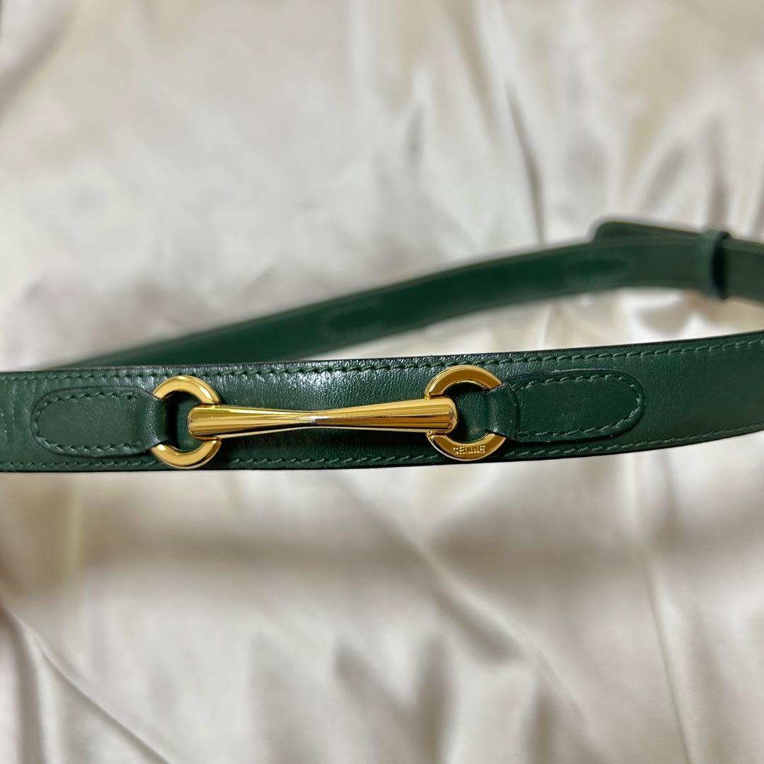 【美品】CELINE セリーヌ　ホースビットレザーベルト　グリーン