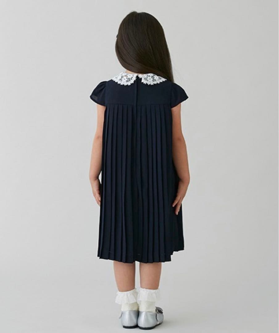 新品petit main◇プティマインレースプリーツワンピドレスフォーマル120