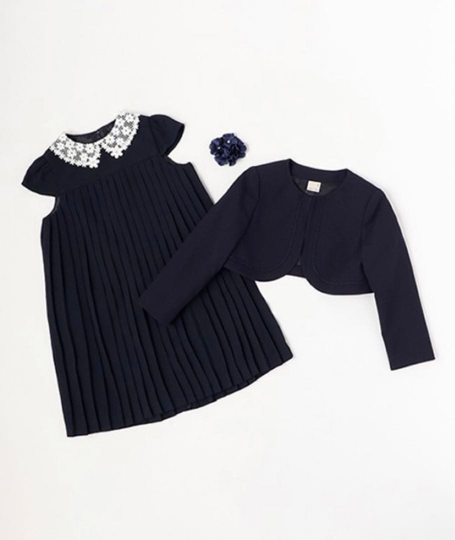 新品petit main◇プティマインレースプリーツワンピドレスフォーマル120