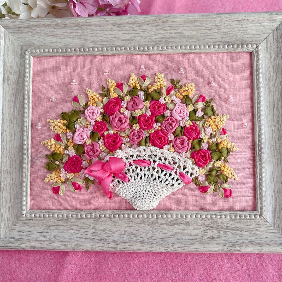 strawberry様♡専用です　ハンドメイド　 リボン刺繍フレーム