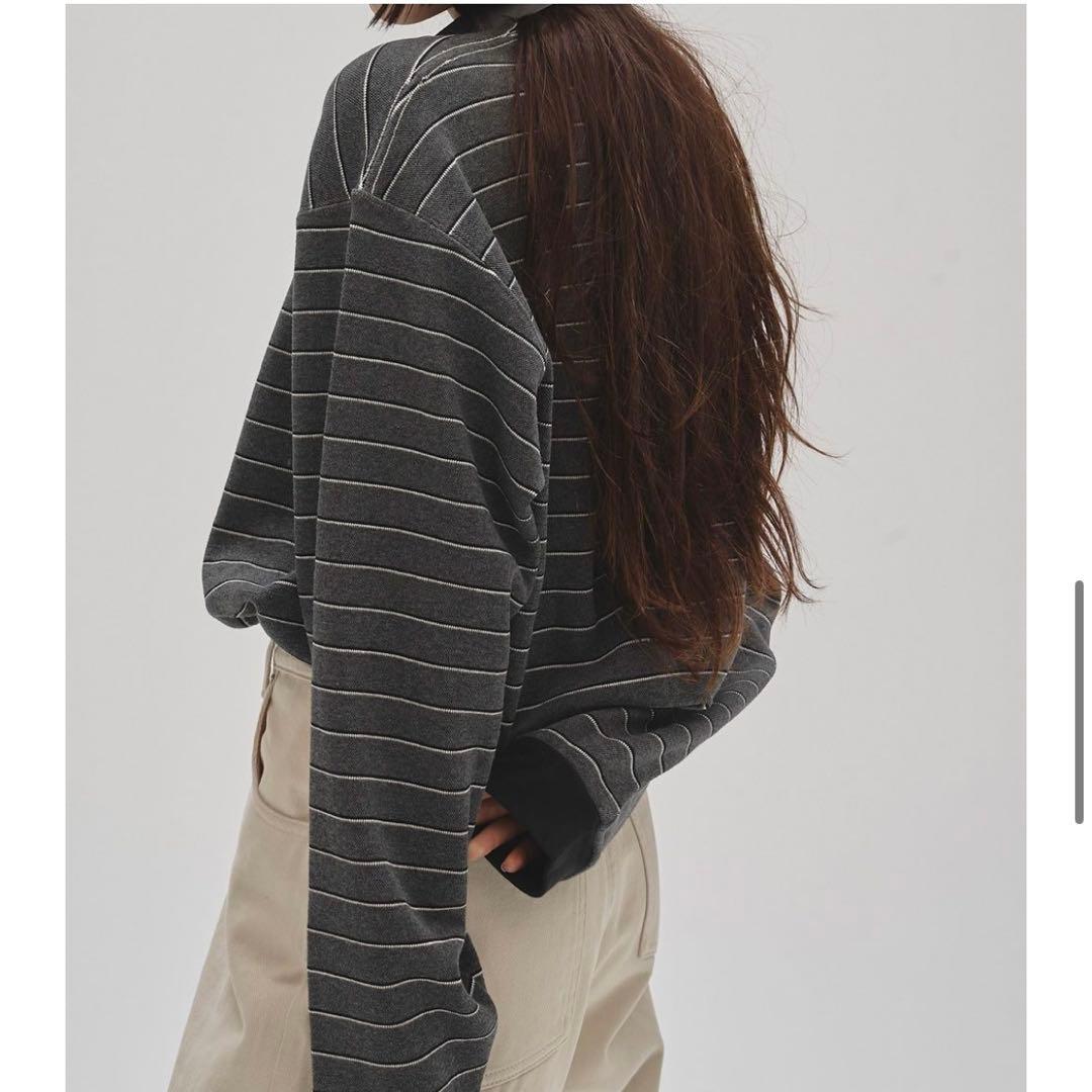 【新品】Border Long T-shirts チャコールグレー