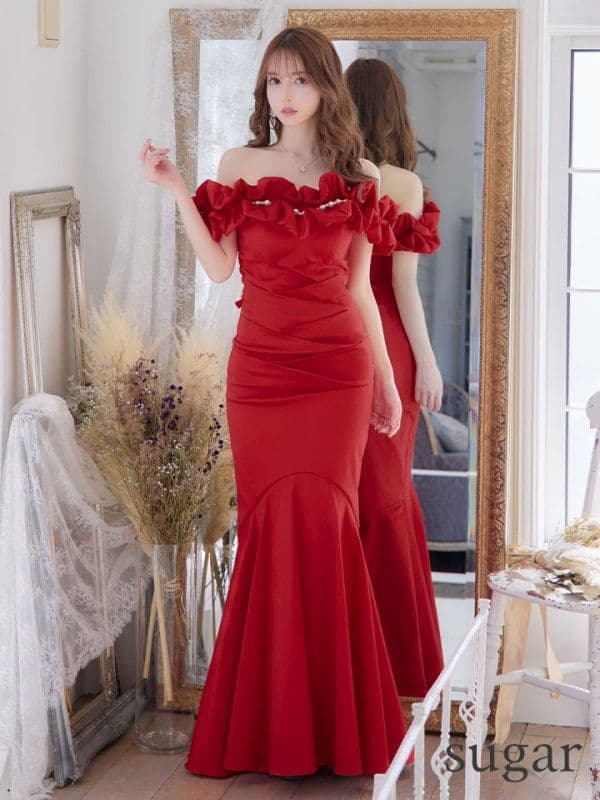 [美品]Sugar/シュガー/ドニアクイーン/ マーメイド ロングドレス/レッド