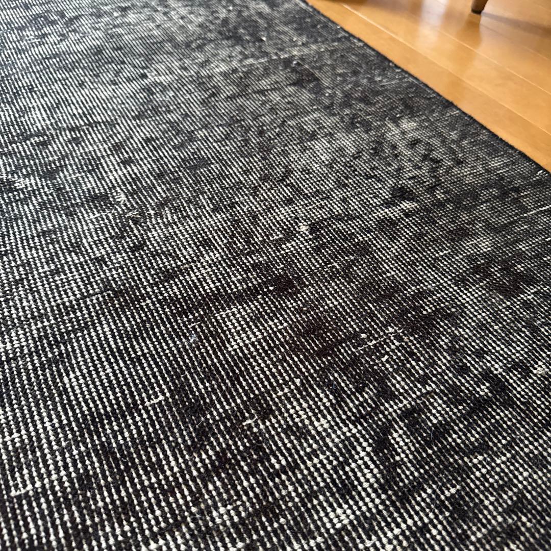 112×192 貴重ブラックオーバーダイ　擦れシャビー　トルコヴィンテージラグ