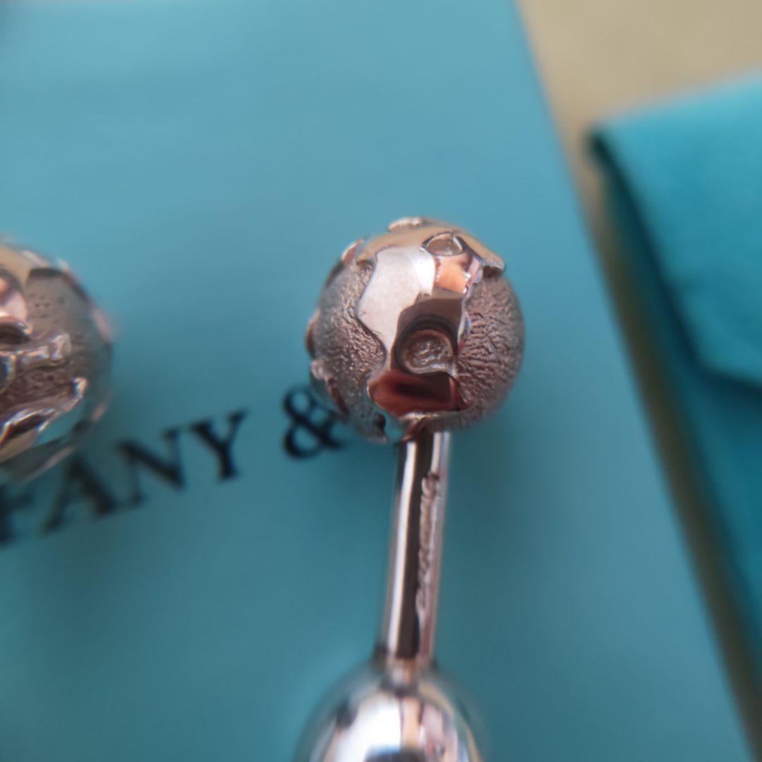 【未使用】ティファニー　グローブ　地球　バーベル・カフス　カフリンクス