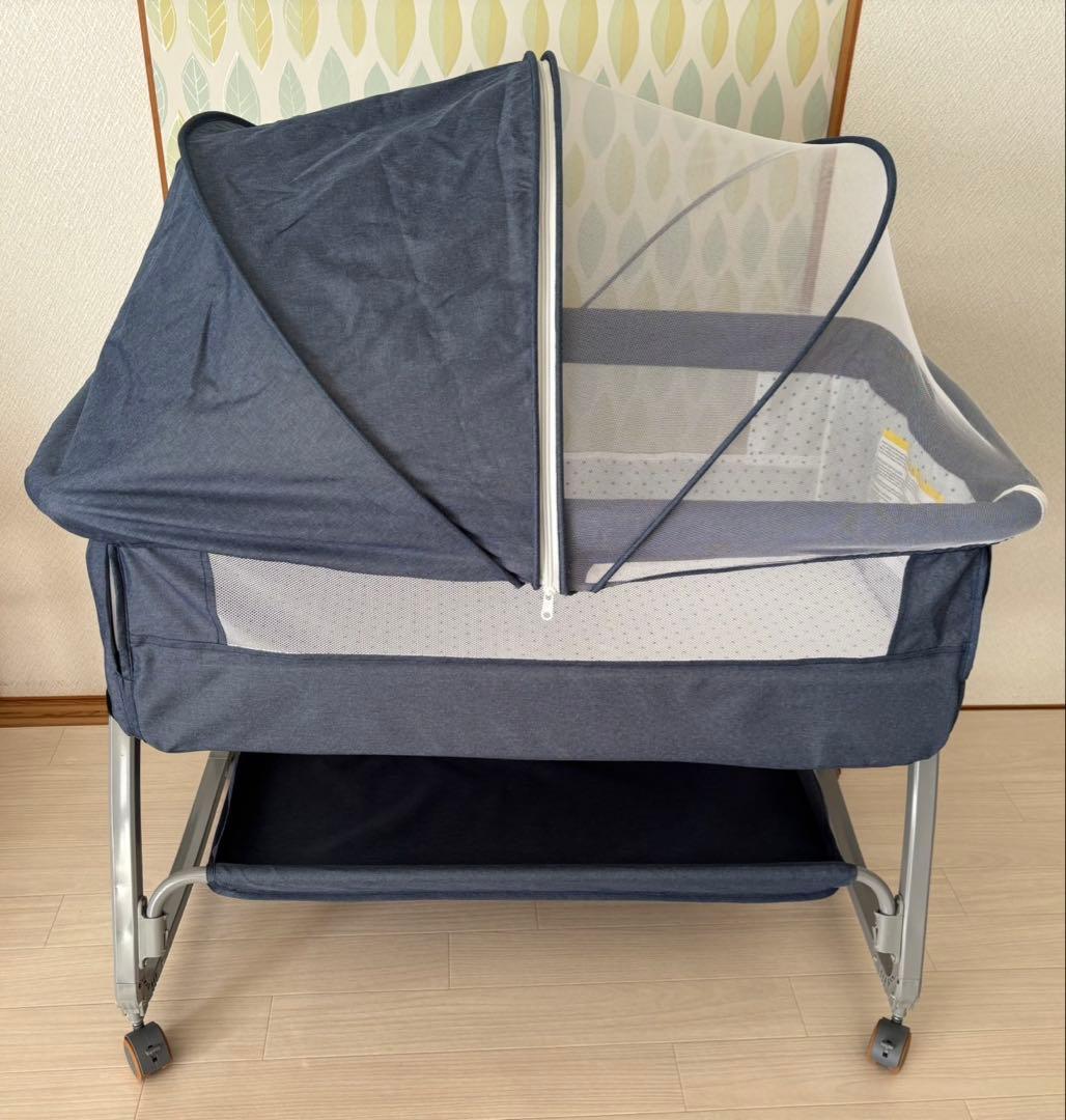 折りたたみ式ベビーベッド ★ブルー★美品★