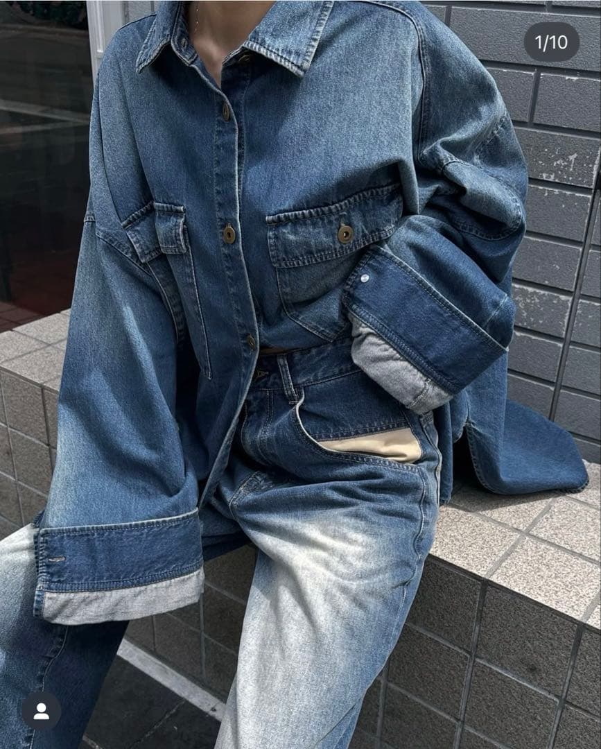 最終値下efu エフ/OVER DENIM SHIRT デニムシャツ ジャケット